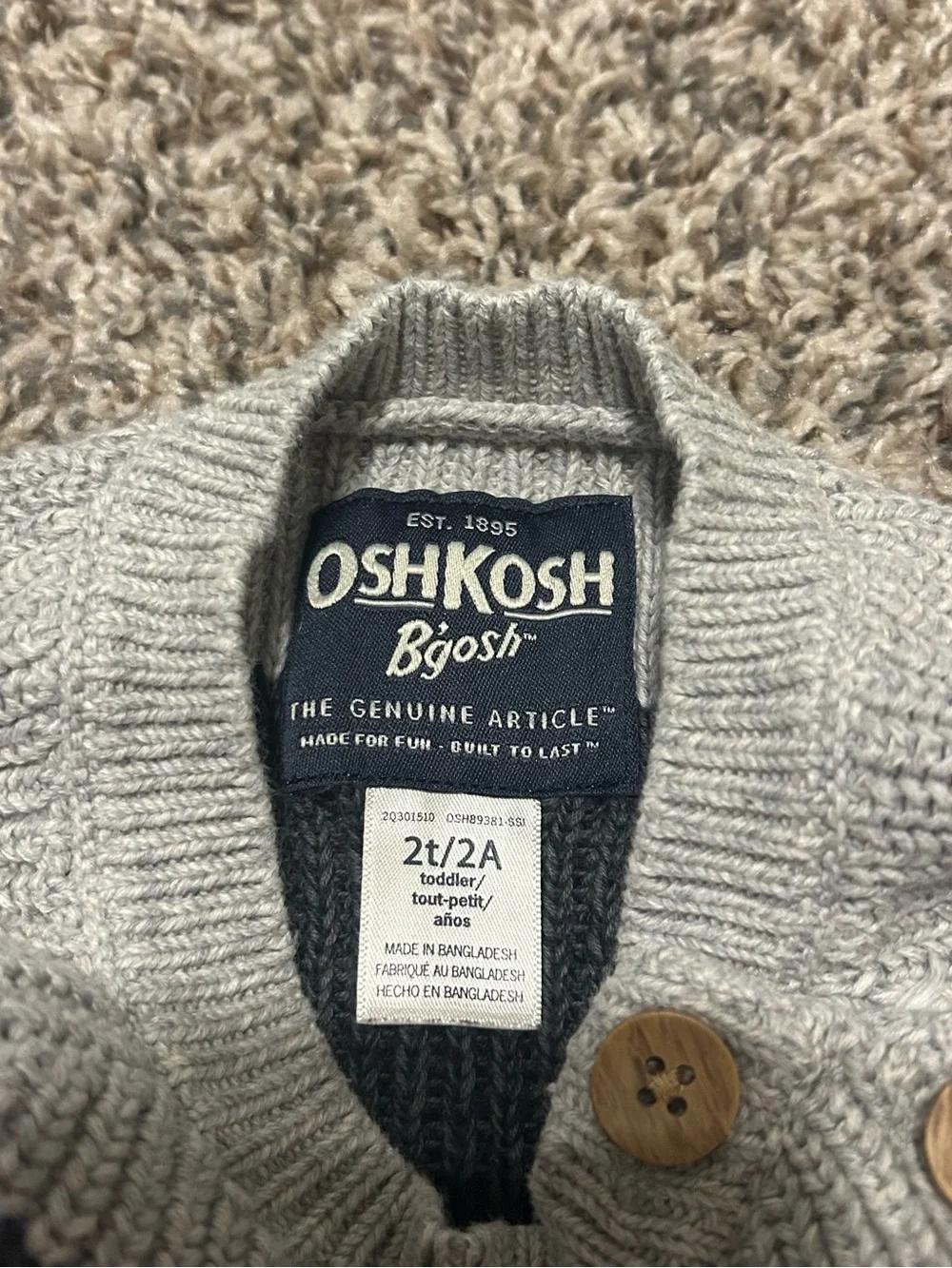 OshKosh B'gosh Black and Light Gray Striped Crewneck Sweater